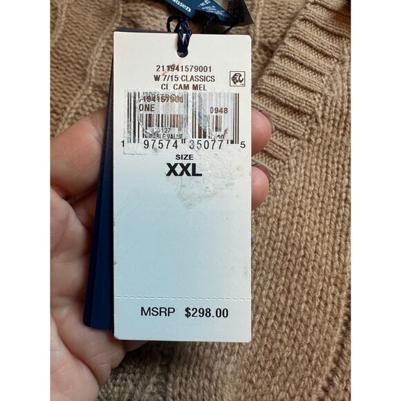 Polo Ralph Lauren Womens 2XL V-Neck Sweater Wool Cashmere Camel Cable Knit NWT - Picture 5 of 11